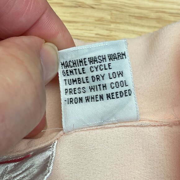 Vintage Romantic Pleated Embroidered Blouse Top 14 Pastel Peach Dainty Sweet - Picture 13 of 16